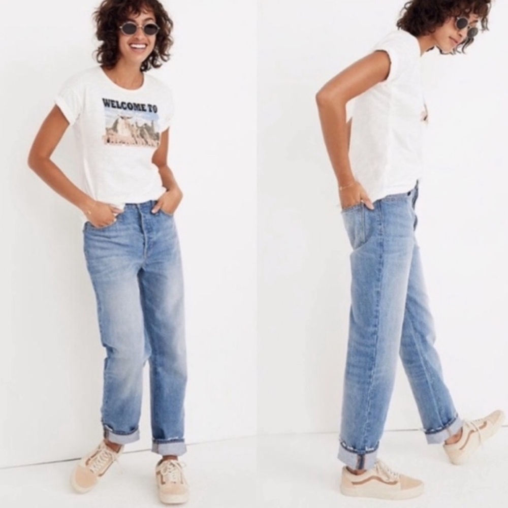 Madewell The Dad Jean in light wash with light distress/button fly. Size 14/32 - Picture 1 of 14